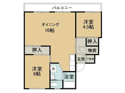 グランメール向陽 01(2DK/5階)の間取り写真