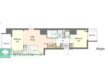 S-RESIDENCE浅草DIVERSE(2LDK/10階)の間取り写真