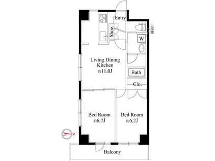 グリーンビュー江古田(2LDK/1階)の間取り写真