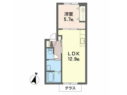 ミルキーウェイI(1LDK/1階)の間取り写真
