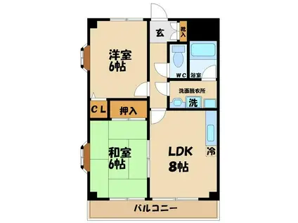 エクリーンミタカI(2LDK/2階)の間取り写真