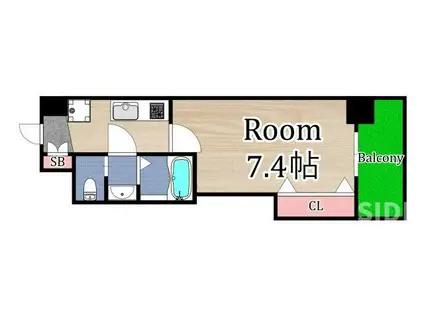 LUXE鶴見(1K/2階)の間取り写真