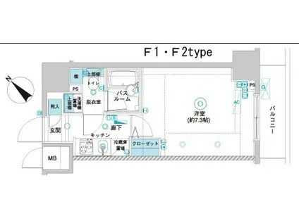 フェニックス横濱関内ベイガイア(1K/4階)の間取り写真