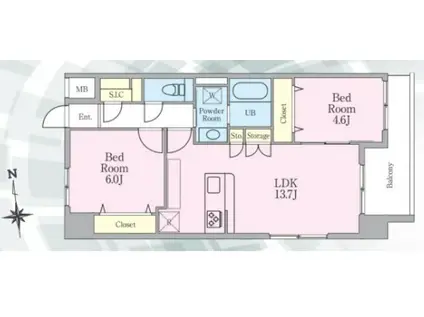 カームライズ(2LDK/4階)の間取り写真