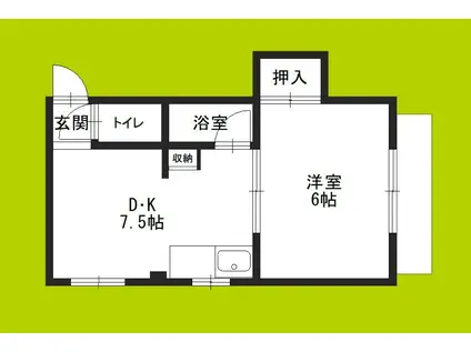 光ハイツ(1DK/4階)の間取り写真