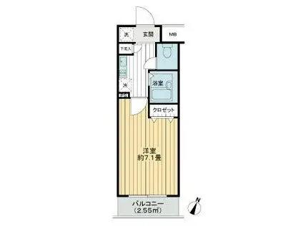 プレール日本橋三越前(1K/11階)の間取り写真