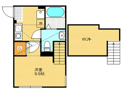 ディアコート淵野辺(1K/2階)の間取り写真