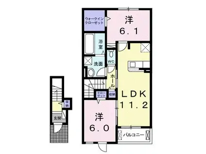 ミ・リブロ堅田(2LDK/2階)の間取り写真