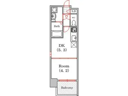 エスプレッソ難波2(1DK/7階)の間取り写真