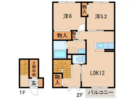 シャーメゾン紀伊(2LDK/2階)の間取り写真