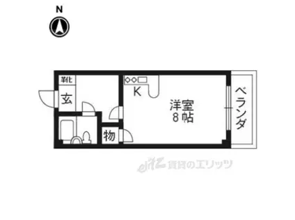 ジョイフル宇治(ワンルーム/1階)の間取り写真