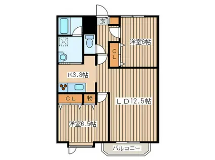 ル・クレール新川(2LDK/2階)の間取り写真