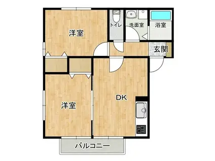 ルピナスB(2DK/1階)の間取り写真