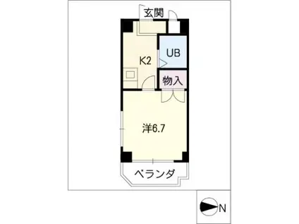 キャッスルウエスト(1K/2階)の間取り写真