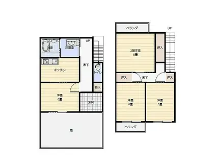 フローラルタウン(3LDK/1階)の間取り写真