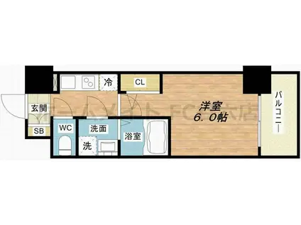 エスリード難波ザ・アーク(1K/10階)の間取り写真