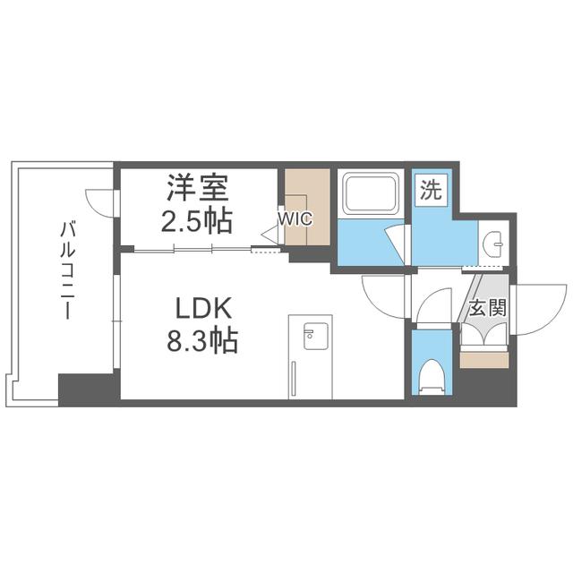 シーズンフラッツ渡辺通(1LDK/8階)の間取り写真