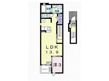 メゾン・ド・プルミエール(1LDK/2階)の間取り写真