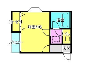 カナンIII(ワンルーム/1階)の間取り写真