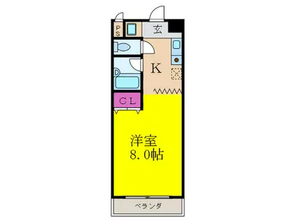 パークサイドアベリア(1K/2階)の間取り写真