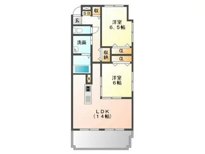 ブランニューコート(2LDK/1階)の間取り写真