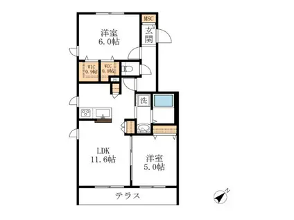 PETKA(2LDK/1階)の間取り写真