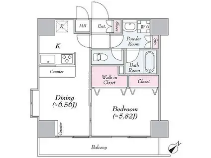 エクセリア池袋ウエスト(2K/4階)の間取り写真
