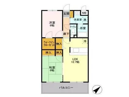 グランデージ長浦(2LDK/1階)の間取り写真