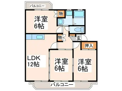 ハーモニー江津(3LDK/2階)の間取り写真