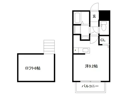 ラテラーレ(1K/2階)の間取り写真