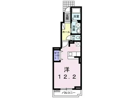 SUN BRIGHT(ワンルーム/1階)の間取り写真