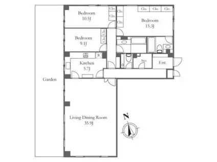 オリオールガーデンズ(3LDK/1階)の間取り写真