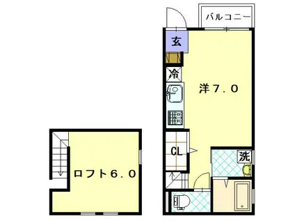 アメニティ東小島II(ワンルーム/2階)の間取り写真