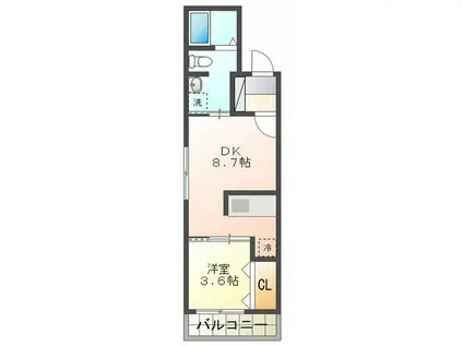 クラークサイドSAPPORO(1DK/2階)の間取り写真