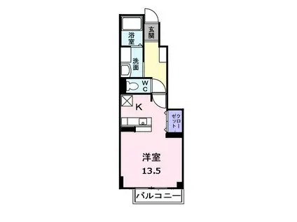 グリーンヒル(1K/1階)の間取り写真