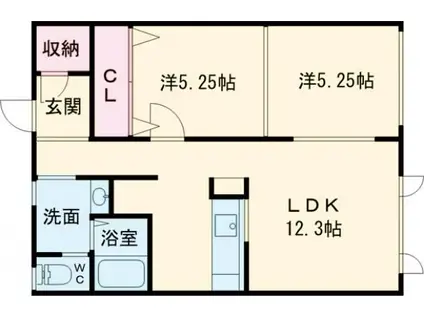 シルフィード木場町(2LDK/1階)の間取り写真