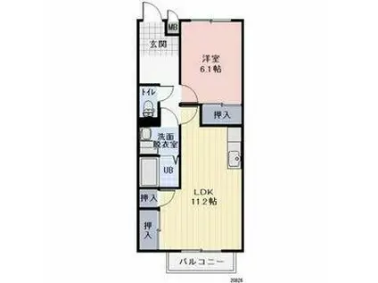 サプリング上山田A(1LDK/2階)の間取り写真