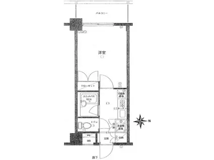 プレール高井戸(1K/6階)の間取り写真