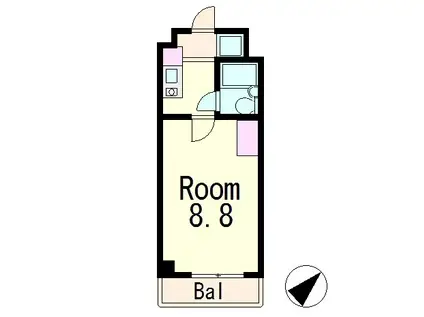 レイクシティ上笠(1K/4階)の間取り写真