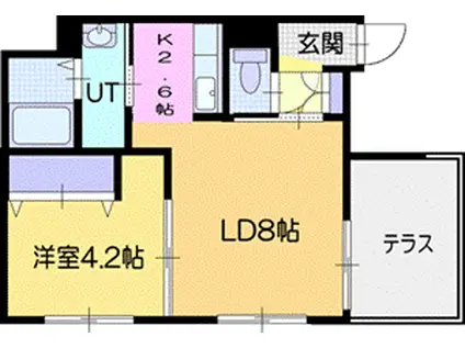 エクセル黄金北(1LDK/1階)の間取り写真