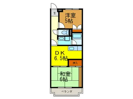 ヒルサイドコープ岡村(2DK/2階)の間取り写真