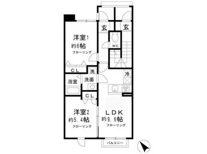 小田急多摩線 栗平駅 徒歩7分 2階建 築10年(2LDK/1階)の間取り写真