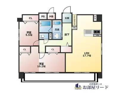 ソフィア21新合川(2LDK/5階)の間取り写真