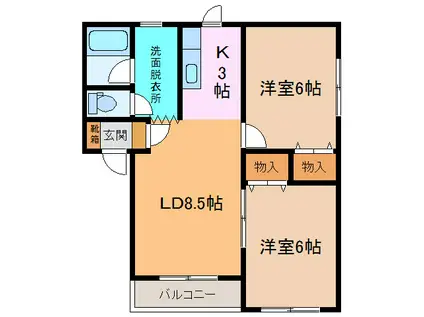 ハイムメテオール(2LDK/2階)の間取り写真
