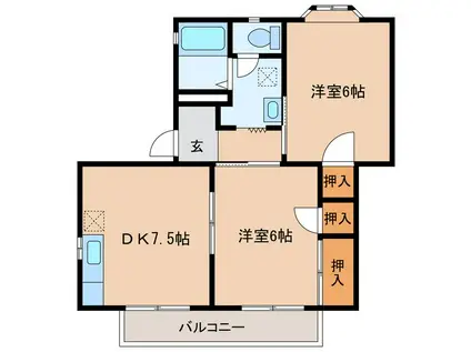 メゾン・クレイル(2DK/2階)の間取り写真