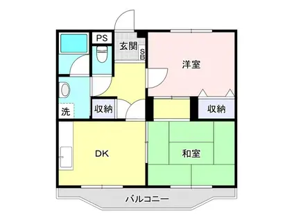 エヴァマンション高山(2DK/2階)の間取り写真