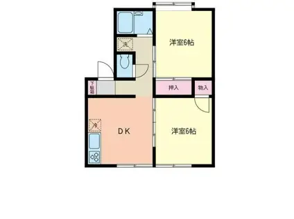 コートハイム第2(2DK/1階)の間取り写真