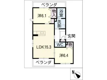 UP TO DAY(2LDK/2階)の間取り写真