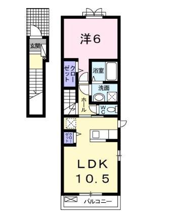 アルカンシエルSAI(1LDK/2階)の間取り写真