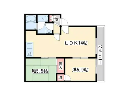 グリーンハイツ高砂(2LDK/1階)の間取り写真